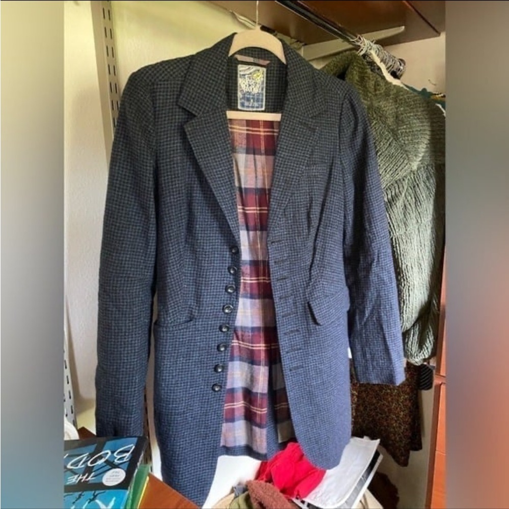 NWOT Free People Houndstooth Wool Riding Jacket